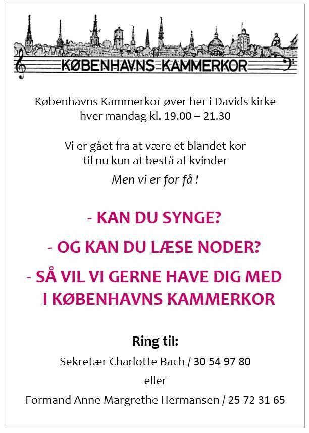 Københavns Kammerkor øver i Davids kirke
